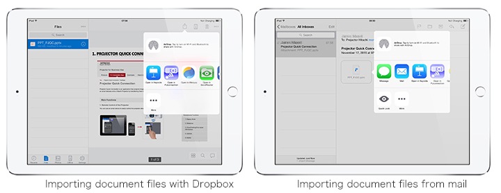Importing document files with Dropbox. Importing document files from mail