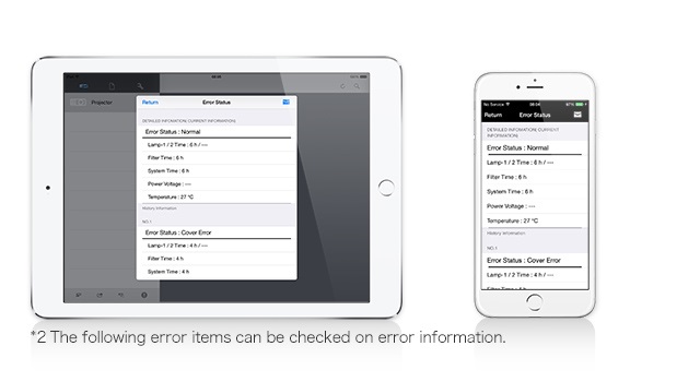 *1．The following error items can be checked on error information.